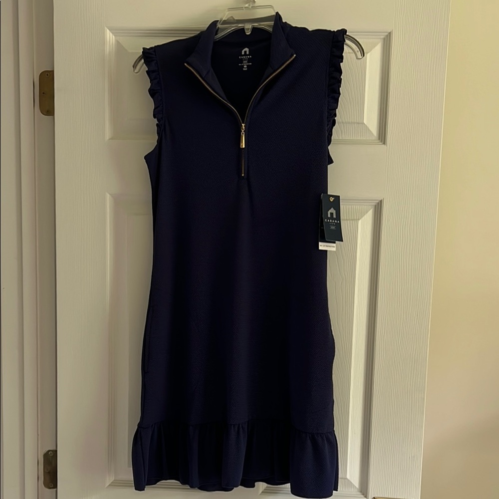 Cabana Life Blue Sheath Mini Dress Mock Neck